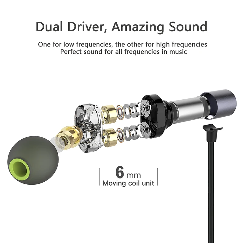 AWEI X650BL Dual Drivers Bluetooth Sport Earphone In-ear Earbuds Neckband HD Deep Bass Sound Fone de ouvido Bluetooth With Mic