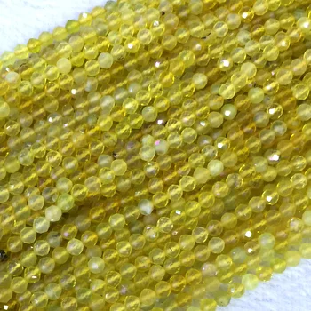

Natural Genuine Yellow Opal Faceted Small Round Loose Beads 2-4mm 15" 05406