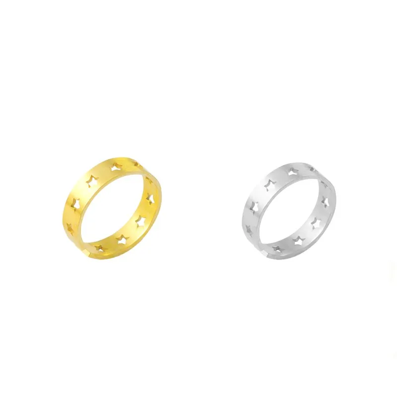 Fashion Adjustable Stainless steel five-pointed Star Stackable Party Finger Ring For Women Girls Kids Engagement Wedding Jewelry | Украшения