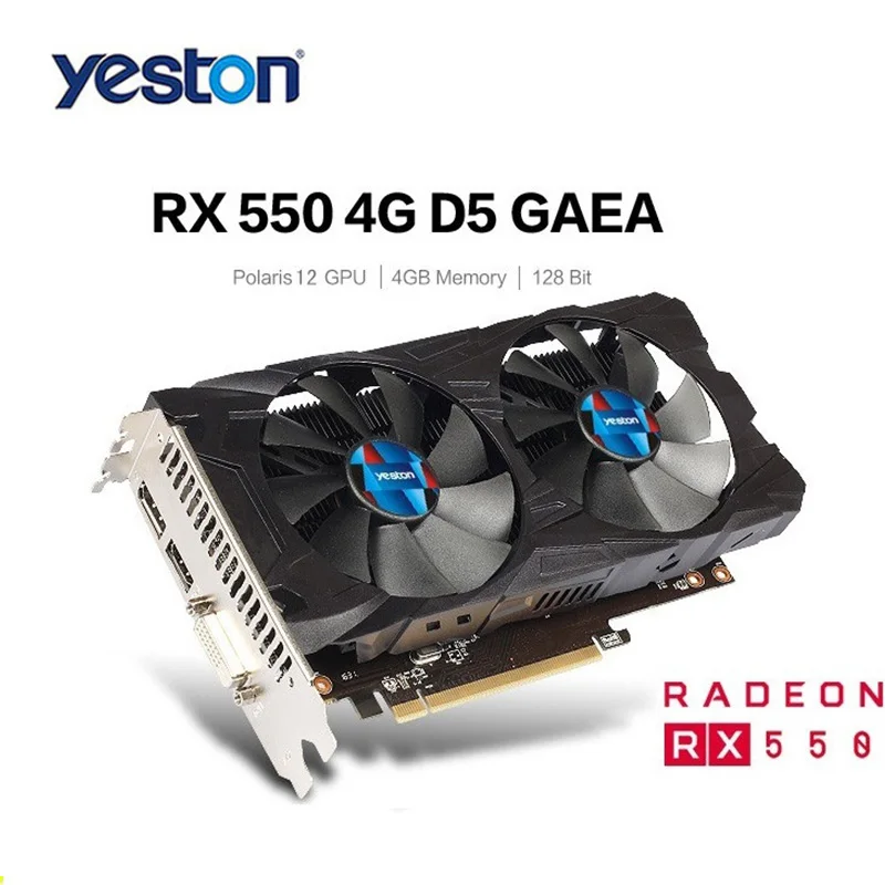 

Yeston RX550 4G GDDR5 128bit Gaming Desktop computer PC Video Graphics Cards with Double Silent Temperature Control Fans
