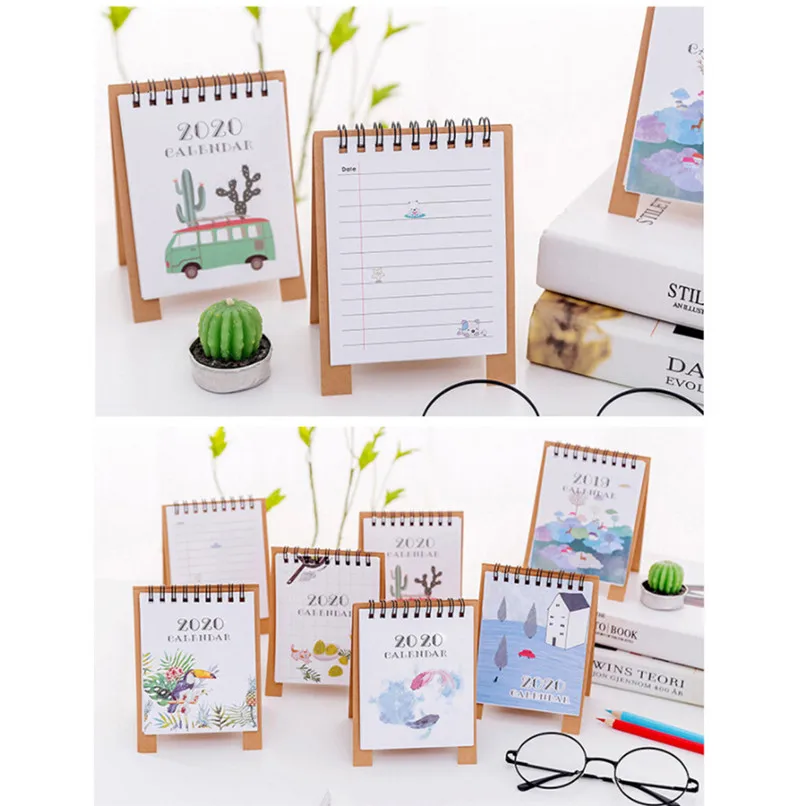 

Calendar 2020 Cute Cartoon Mini Table Desk Calendar memorandum Plan Calendar #2L16