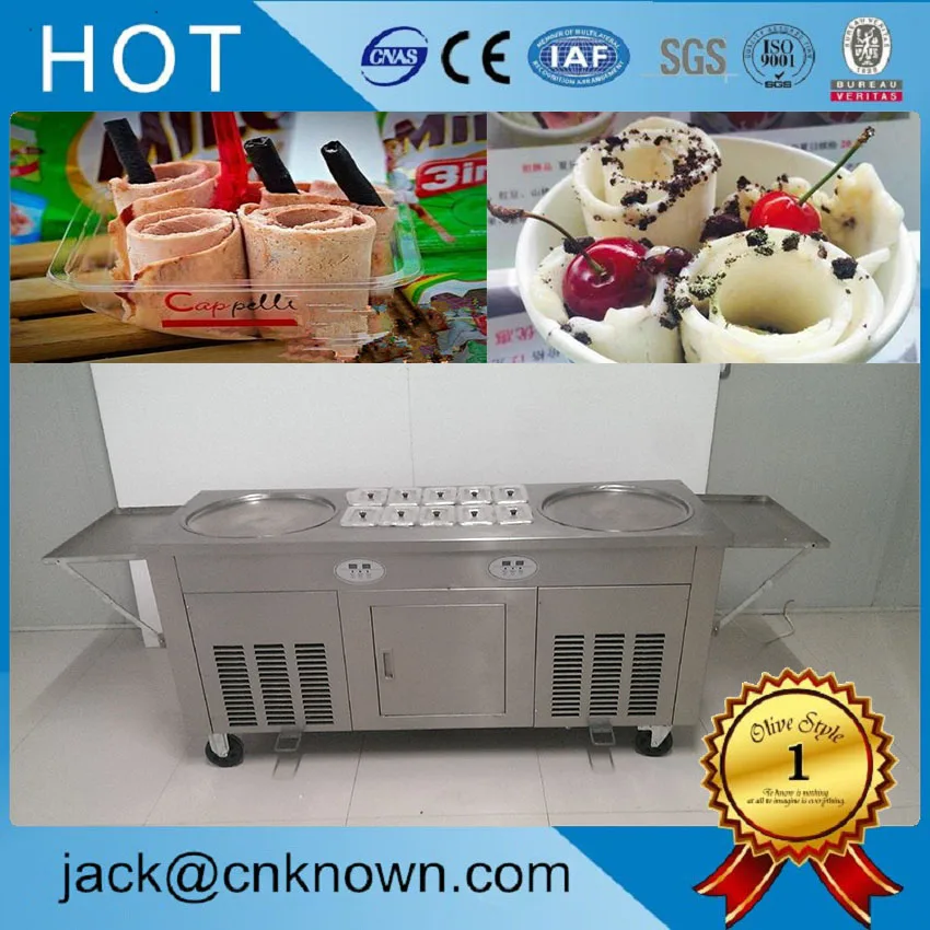 

Thai 450mm pot portable fried ice cream roll machine with temperature control