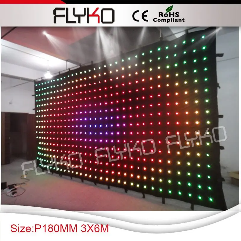 Бесплатная доставка p18 6x3 м лучшая цена rgb гибкий светодиодный экран|led curtain