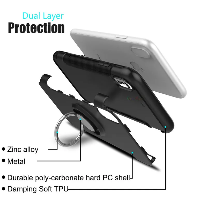 Shockproof Armor Case For Samsung Galaxy Note 9 S9 S8 Plus S7 S6 Car Ring Holder Stand Cover For iphone XS MAX X 8 7 6 6S Plus iphone se wallet case