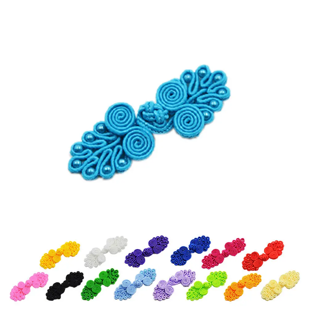 

4pcs/lot Chinese Handmade Frog Closures Swirl With Beads Chinese Knot Button Fancy Buttons Many Colors