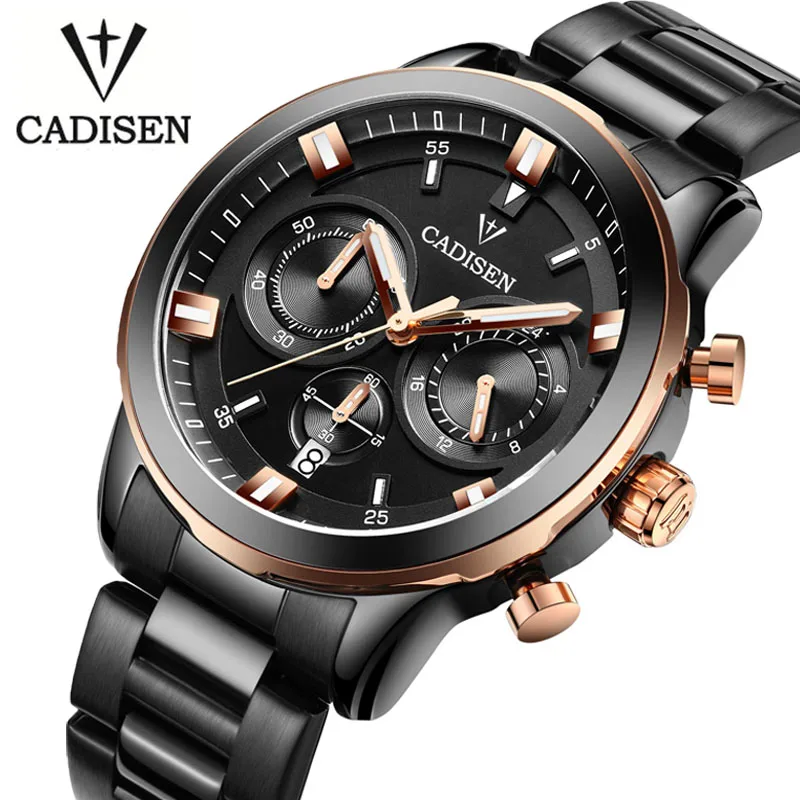 

CADISEN Fashion Casual Sport Chronograph Watches Men Quartz Wristwatch Waterproof Relojes Man Clock Brand Watch 2018 new watch