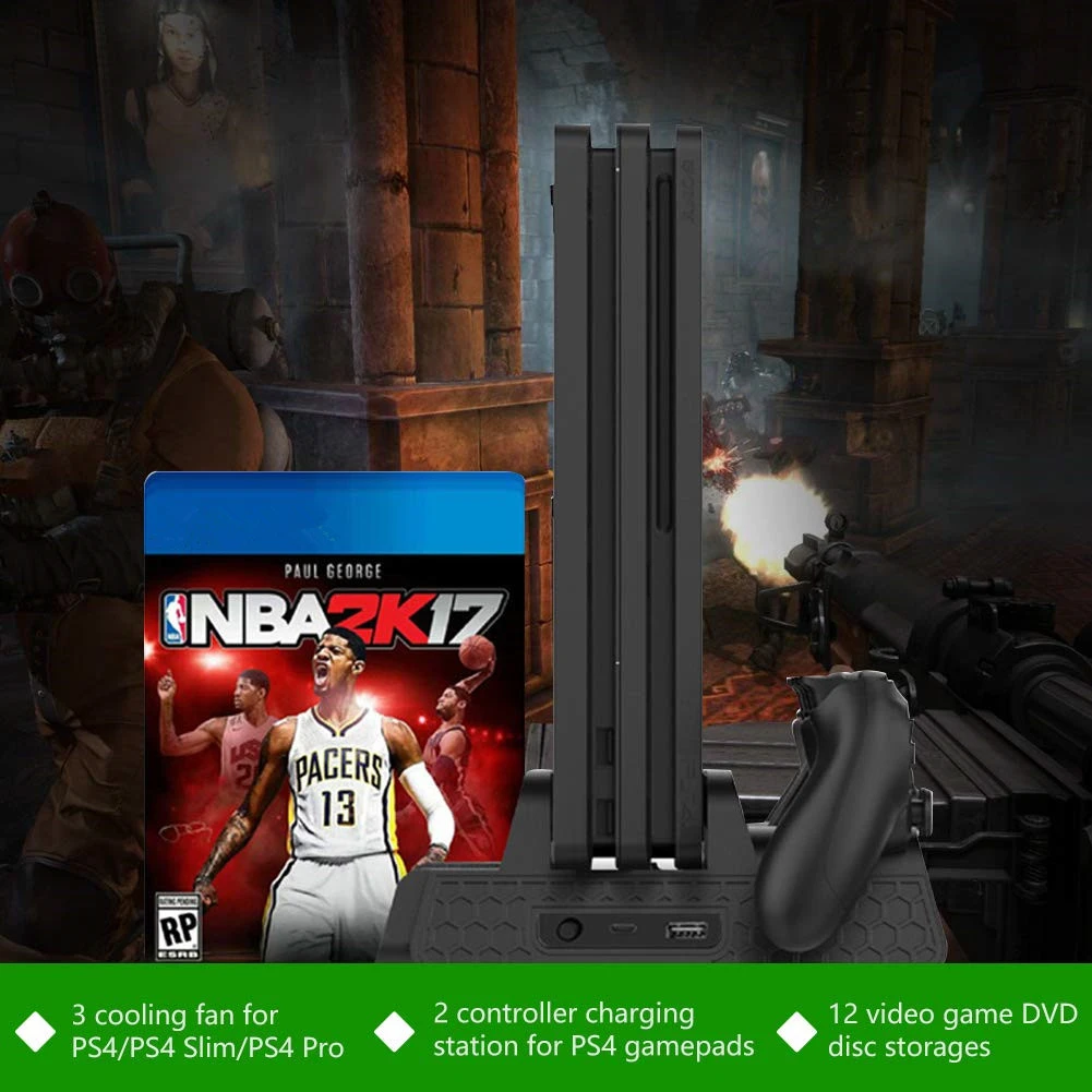 Подставка для Ps4/ps4 Slim/ps4 Pro 3 в 1 вертикальный охлаждающий вентилятор с зарядной