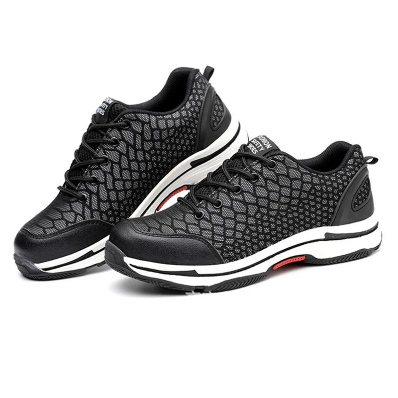Night Reflective Work Shoes with Steel Toe Sneakers Men Work Footwear for Summer Safety Shoes Breathable Puncture Prevention