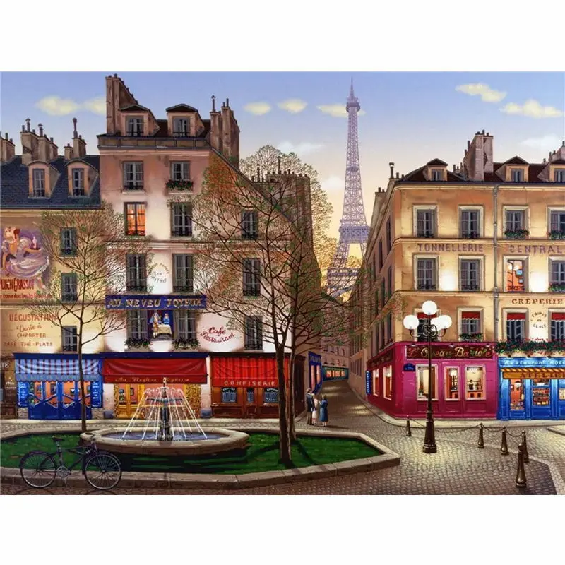 

CHUNXIA Framed DIY Painting By Numbers Paris Landscape Acrylic Painting Modern Picture Home Decor For Living Room 40x50cm RA3322