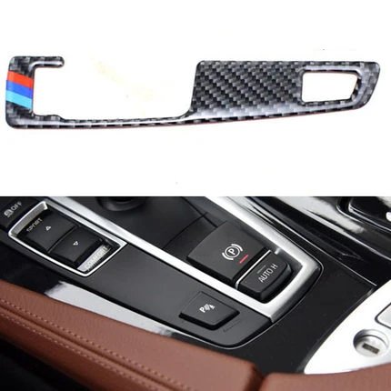 Для BMW F07 F10 F25 F26, углеродное волокно, ремонт, автомобильная панель переключения передач, рамка, наклейки, ручка переключения передач, крышка, украшения для 5 серий GT X3 X4 - Название цвета: A for 1 button(M)