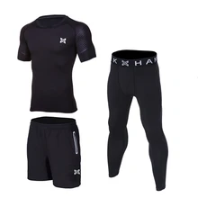 Men Sport Running Sets t shirt Basketball Soccer Football Tennis Fitness GYM Tights Shorts Shirts Pants Leggings suit Reflective