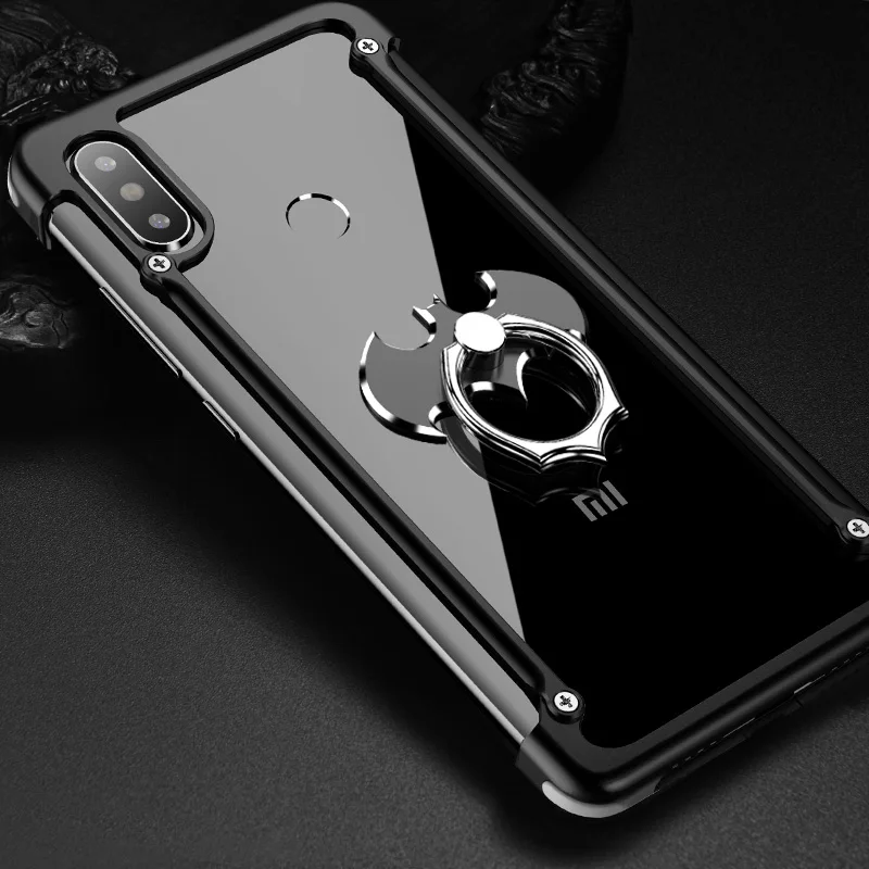 Oatsbasf Алюминиевый металлический бампер чехол для Xiaomi Mi 9 Pro 5G Explorer Роскошная подушка безопасности Защита от падения Твердый чехол Xiaomi Mi 9 - Цвет: Black With Holder