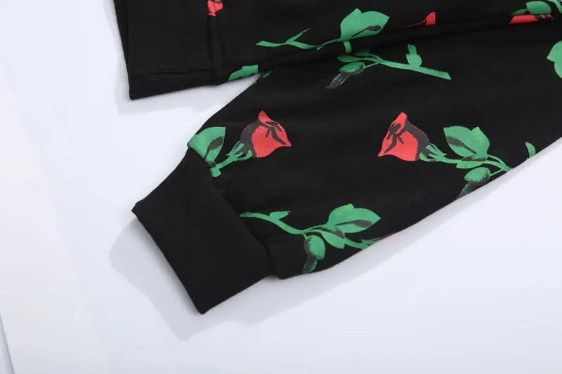 Red Rose Full Printed Embroidery Letters Hoodies 6