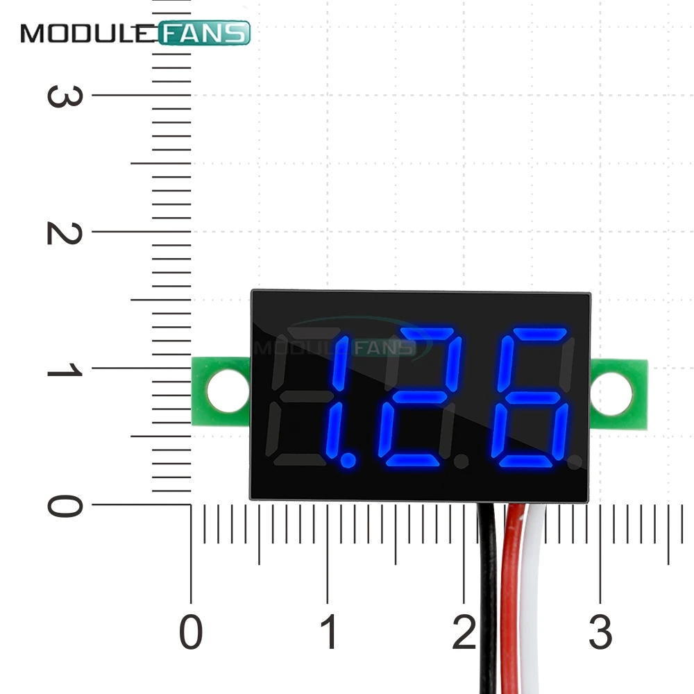 Постоянный ток 0-30 в 3 провода 0,36 дюйма 0,36 дюйма 0,36 дюйма синий светодиодный измеритель напряжения 3-цифровой дисплей Вольтметр Модульная плата