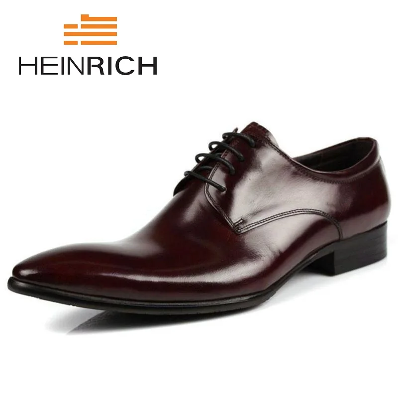 

HEINRICH Italian Formal Mens Dress Shoes 2018 New Genuine Leather Wedding New Fashion Male Shoes Zapato Hombre Charolado