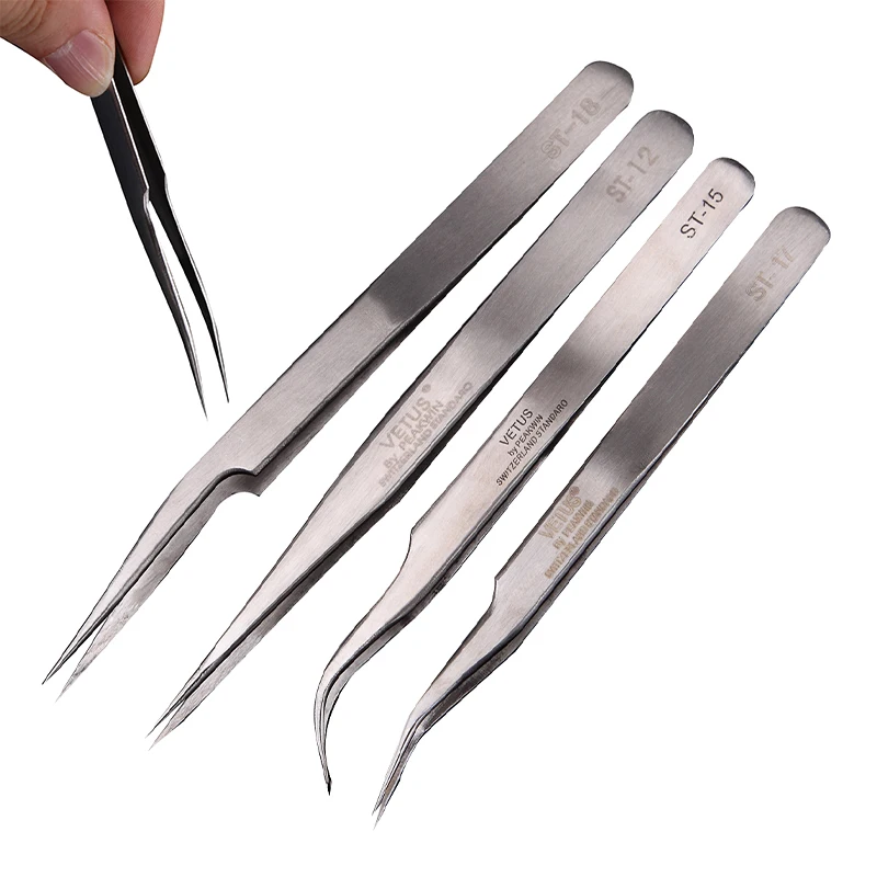 

4 Styles Precision Anti-Static Nippers Eyelash Extension Build Remove Picking Stainless Steel Tweezers Makeup Tools