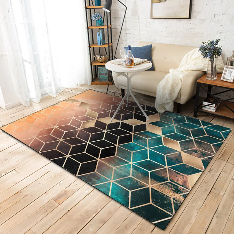 DeMissir зеленый черный градиентный цвет ковры 3D геометрическая решетка напечатаны рифленые коврики для спальни гостиной tappeto vloerkleed