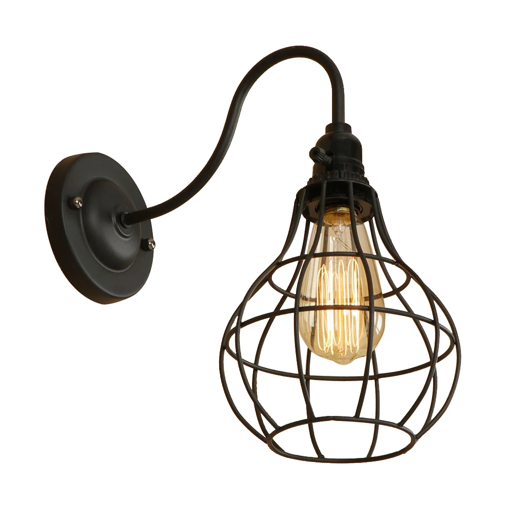 Винтажный железный черный настенный светильник светодиодсветодиодный лампа E27