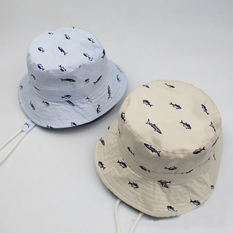 

Spring and Summer New Foreign Trade Cotton Fisherman Hat Boys and Girls Plaid Basin Cap Double-Sided Baby Sun Hat