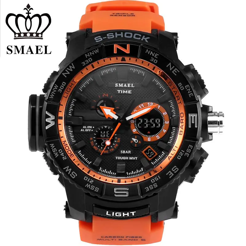 2017 Orange SMAEL Men Sport Watches 5ATM Waterproof Digital watch Man Watch Gift Relogio Masculino Montre