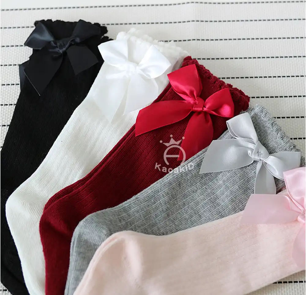 Cotton Baby Socks Bow Princess Socks Baby Girls Knee Anti Slip Leg Warmers Socks