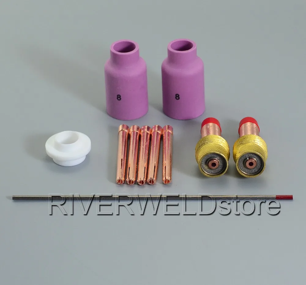 TIG керамическая чашка газовый объектив Collet Body 45V26 10N24 54N01 2% Thoriated Tungsten KIT WP-17 WP-18