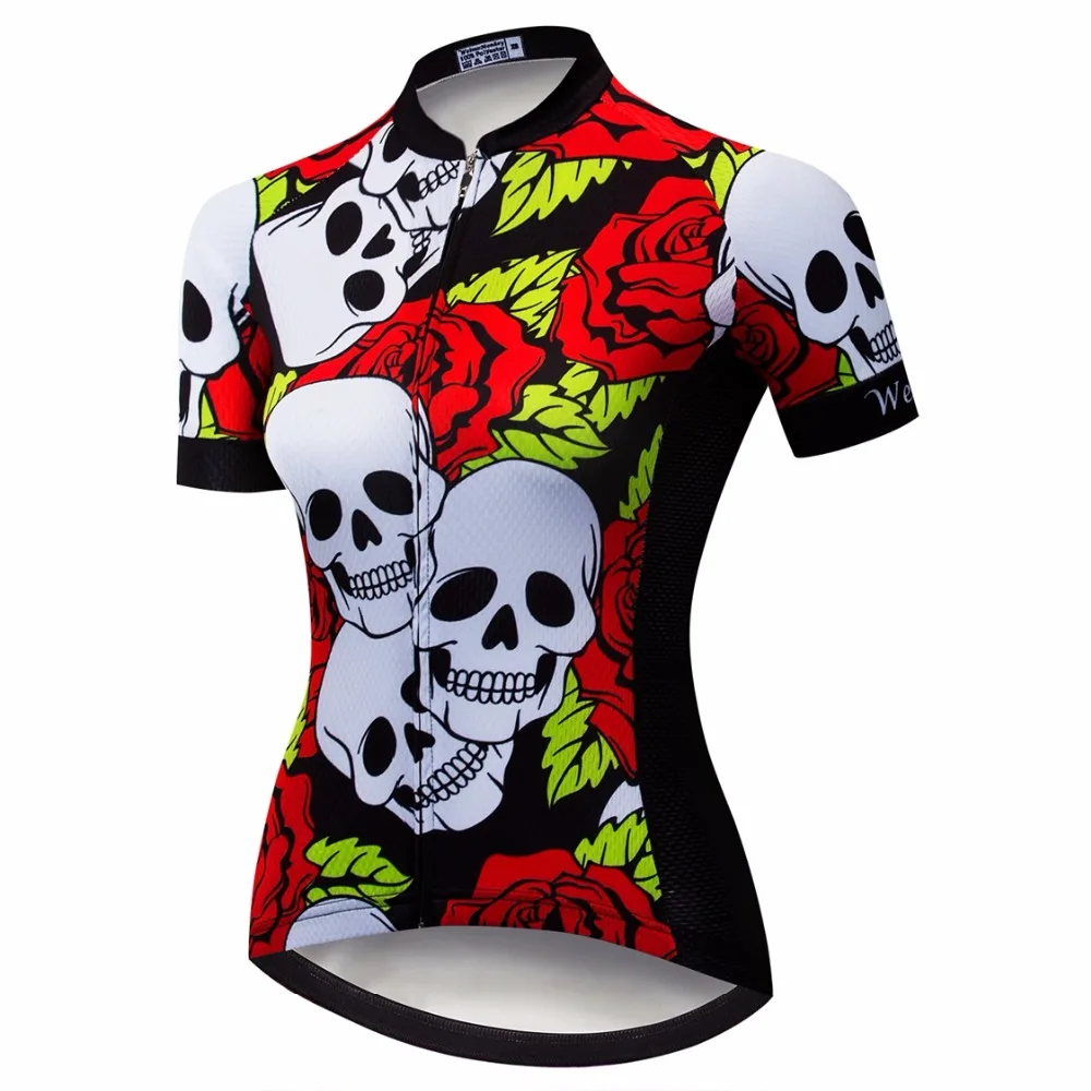 2018 Ciclismo Jersey mujer Jersey Mtb bicicleta de montaña camisa roja transpirable Ropa de Ciclismo Ropa Ciclismo deportes top cráneo verano azul