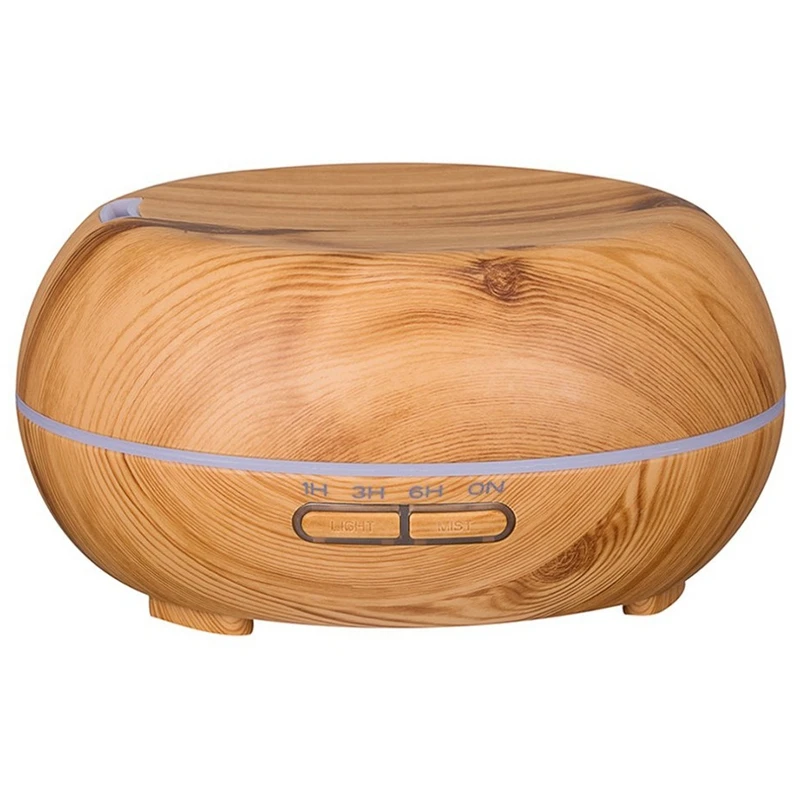 

Round Ultrasonic Humidifier 300Ml Mist Maker Aroma Diffuser With Colorful Led Light Wood Grain Aromatherapy Diffuser Machine E