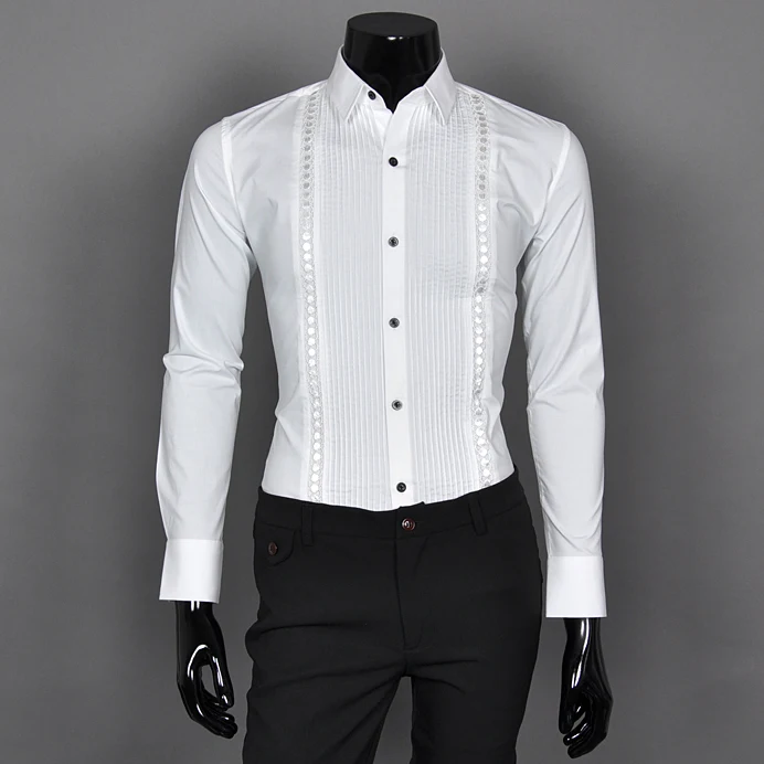 groom wedding shirt wedding dinner slim ...