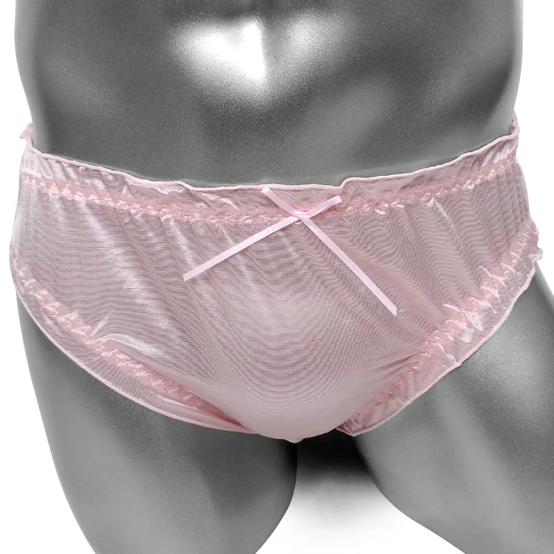 

Men Nylon Silk Sissy Brief Panties Softy See through Ruffles Sexy Lingeire for Men Underwear Sissy Male Underpanties Panties