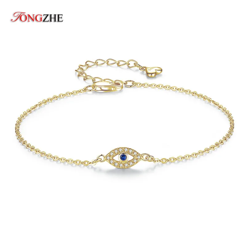 TONGZHE Fashion 925 Sterling Silver Bracelets CZ Evil Eye Bracelet Lucky Turkey Jewelry For Couple Bracelets for Women 3 Color TONGZHE Fashion 925 Sterling Silver Bracelets CZ Evil Eye Bracelet Lucky Turkey Jewelry For Couple Bracelets for Women 3 Color