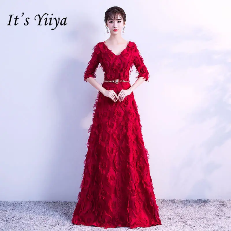 Это YiiYa Новый v-образным вырезом Однотонная одежда длиной до пола Вечерние платья модные Высокая Талия Тонкий вечернее платье JLM003