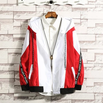 

Patchwork Hooded Jacket Men Autumn 2019 Streetwear Windbreaker Baseball Jacket Hip Hop Steampunk Overcoat Summer Jacket 50na10