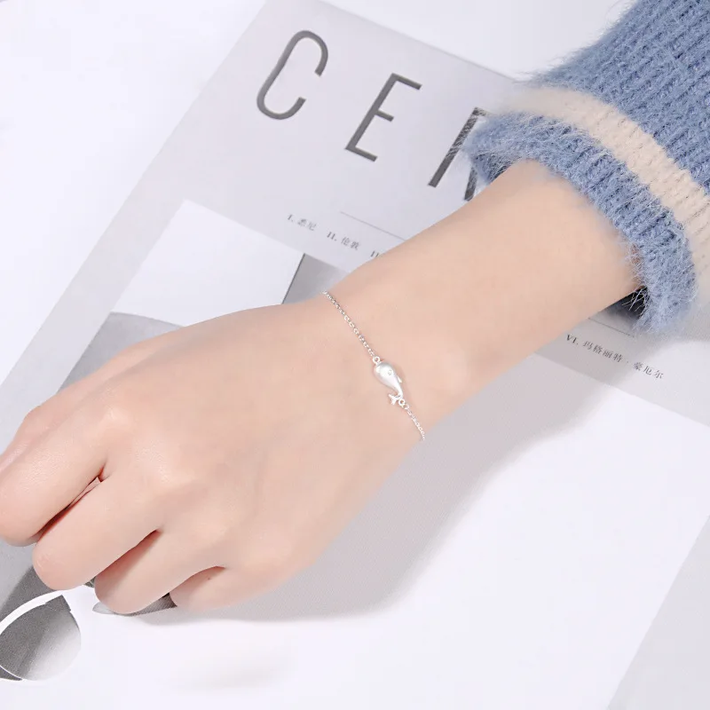 cute whale mini cz bracelet women 100% 925 Sterling Silver Jewelry fashion hypoallergenic bracelets for girl gift