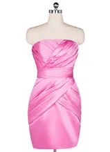 100% echt Bild Kurze Formale Cocktailkleider Satin Rosa Satin 2016 vestidos madre de la novia vestido de madrinha