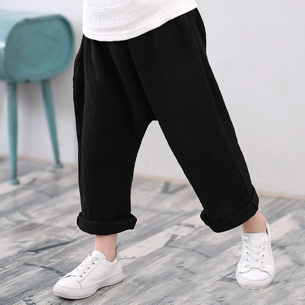 

2-7 Years Linen Pleated Kids Pants Hot Summer Girls Boys Pants Children Ankle-length Pants Harem Pants Baby Boy Girl Clothes