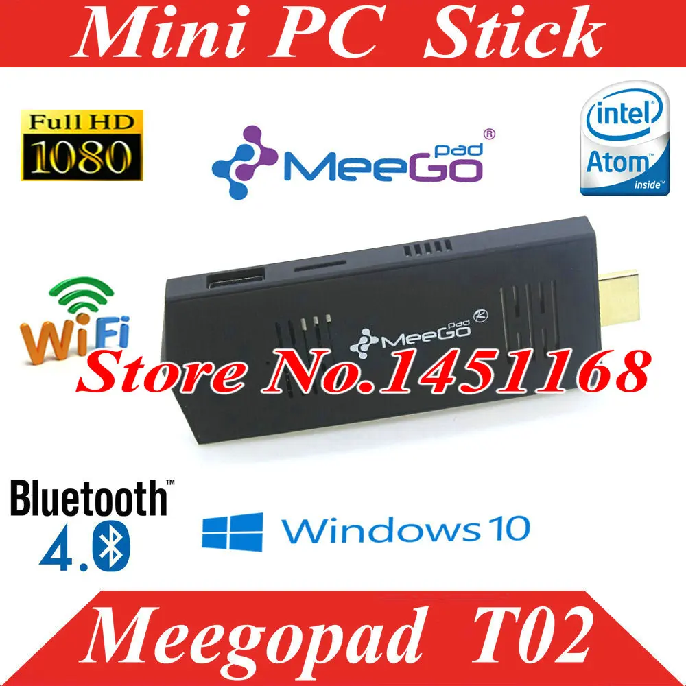 Meegopad T02 Мини ПК windows 10 для Intel Atom Z3735F Bluetooh 4 HDMI ТВ-приставка плеер компьютерный ключ