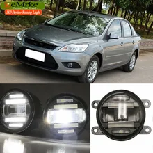 EeMrke автомобильный Стайлинг для Ford Focus 2 3 2009- 2 в 1 светодиодный противотуманный светильник DRL с объективом дневные ходовые огни