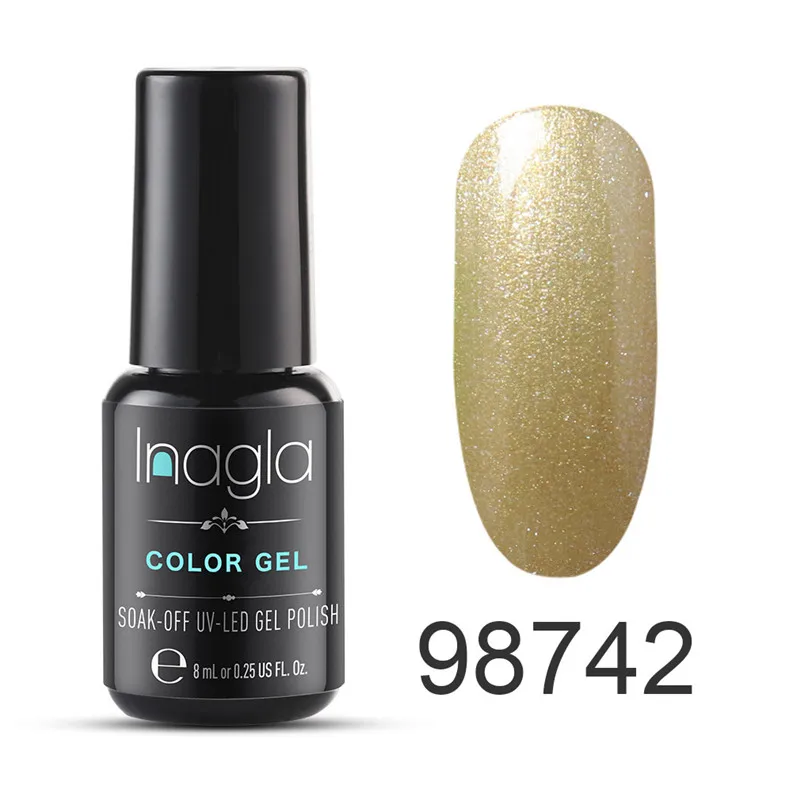 Inagla 8 мл общий Цветной Гель-лак для ногтей Дизайн ногтей маникюр 62 цвета впитываемый эмалированный Гель-лак Светодиодный УФ-гель лак - Цвет: 98742
