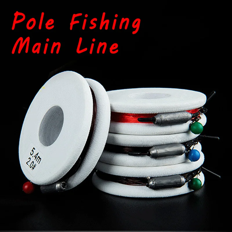 

2pcs Hand Tied Chinese Pole Fishing Main line Monofilament Fishing Line Fast Sinking with Sinker Swivel 3.6m 4.5m 5.4m 6.3m