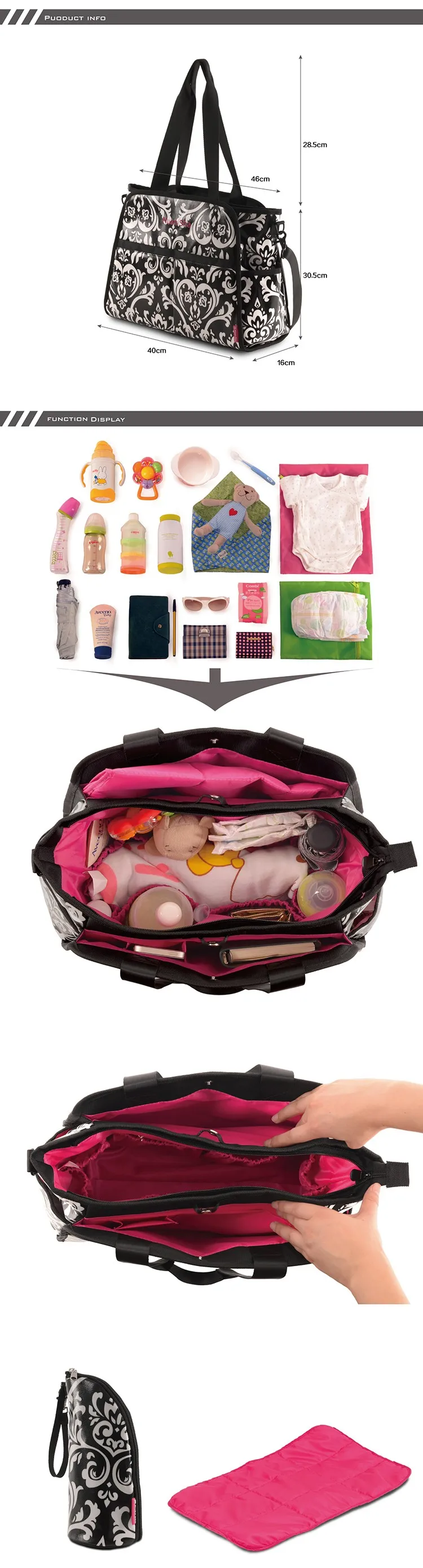 New-Waterproof-Cotton-Canvas-Baby-Diaper-Nappy-Changing-Bag-Set-Wetbag-Tote-Messenger-Women-Bags-For-Mum-in-Chic-Floral-Pattern-05
