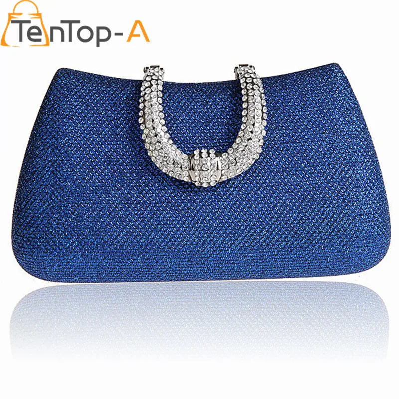 

TenTop-A Women's Satin Bright Diamond Pillow Evening Clutch Bags Female Luxury Rhinestone Bride Wedding Party Handbags
