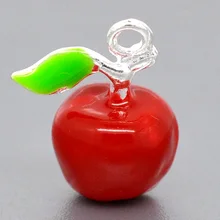 Очаровательные Подвески из цинкового металлического сплава Яблоко покрытая серебром эмаль 19 мм(6/") x 15 мм(5/8"), 1 шт Новинка