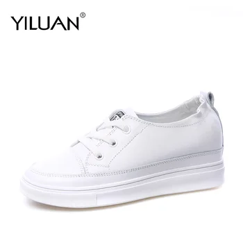 

Yiluan Genuine Leather white Sneakers 2020 New Increase women casual Nurse shoes mesh woman Breathable Wild single shoes basic