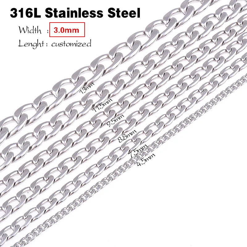Width 1.6Mm//2Mm//2.4Mm//3Mm//4Mm//5Mm Stainless Steel Rolo Chain Link Necklace Chain 4mm Width 10 inches or 25cm