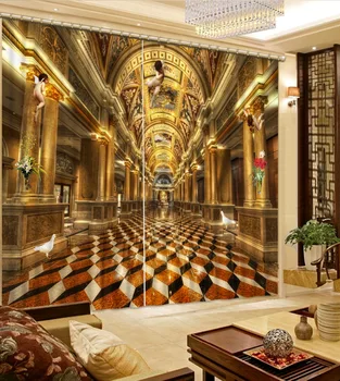 

European Architecture 3D Curtain Modern Luxury 3D Curtains Drapes For Bedroom Living Room Office Hotel Cortinas
