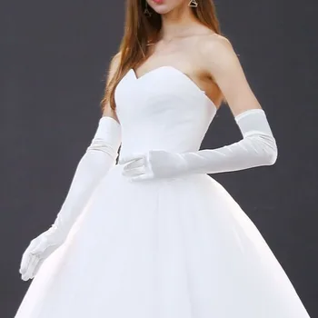

Fahion Satin Long Finger Elbow Sun Protection Gloves Opera Evening Party Prom Costume Gloves Black Red White Grey