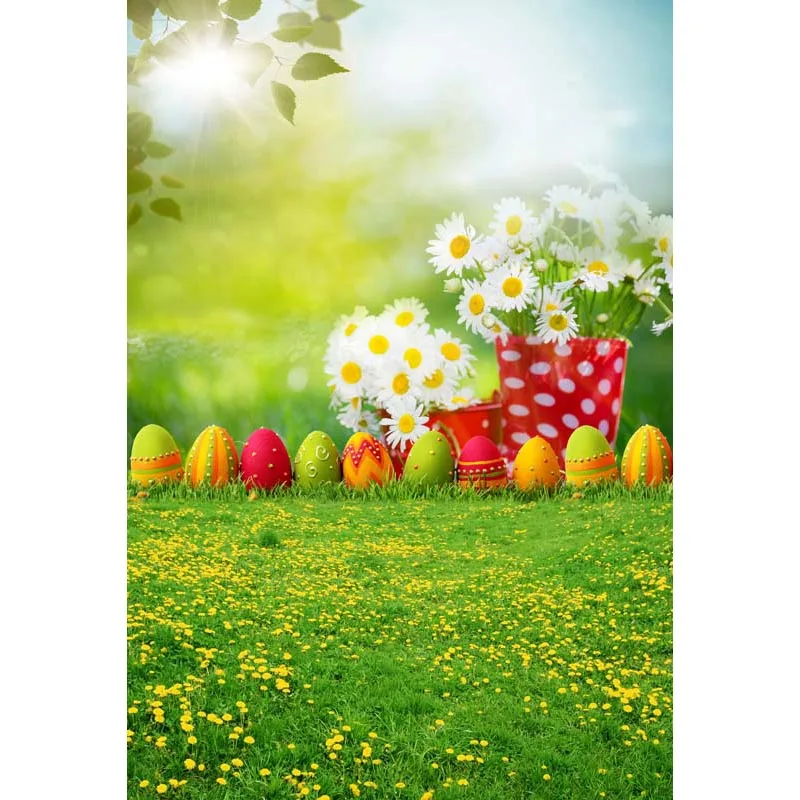 Easter backdrop Vinyl Photography Background Easter Eggs Daisy Flower ...