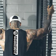 Muscleguys, майка для фитнеса, Мужская одежда для бодибилдинга, мужская рубашка без рукавов, жилеты, хлопковые майки для тренажерного зала, майка для мышц, Топ