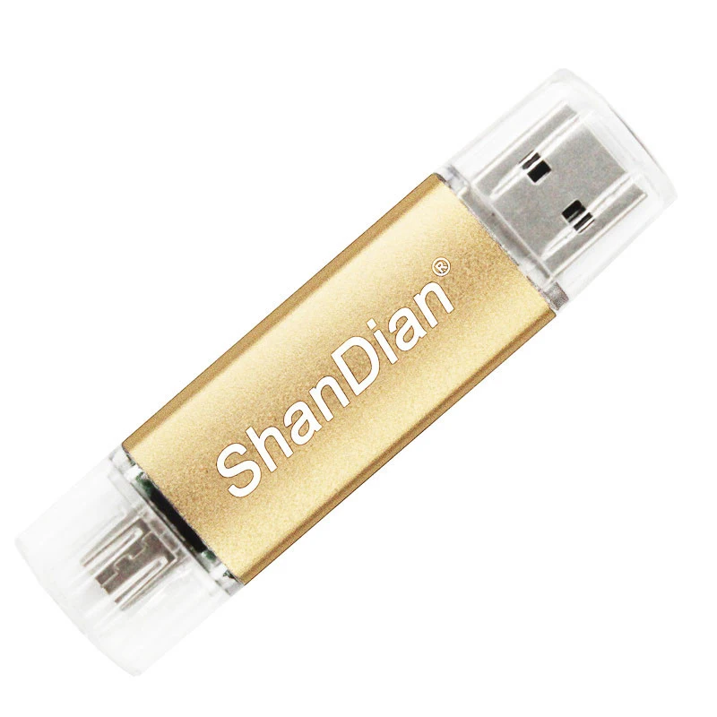 SHANDAIAN, мини USB флеш-накопитель, OTG, смартфон, флешка, 64 ГБ, 8 ГБ, 16 ГБ, 32 ГБ, 4USB флешка, планшет, ПК, флешка, USB внешний накопитель - Цвет: Gold